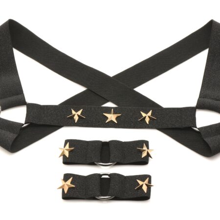 XR Brands - Borstharnas met Armbanden - Zwart