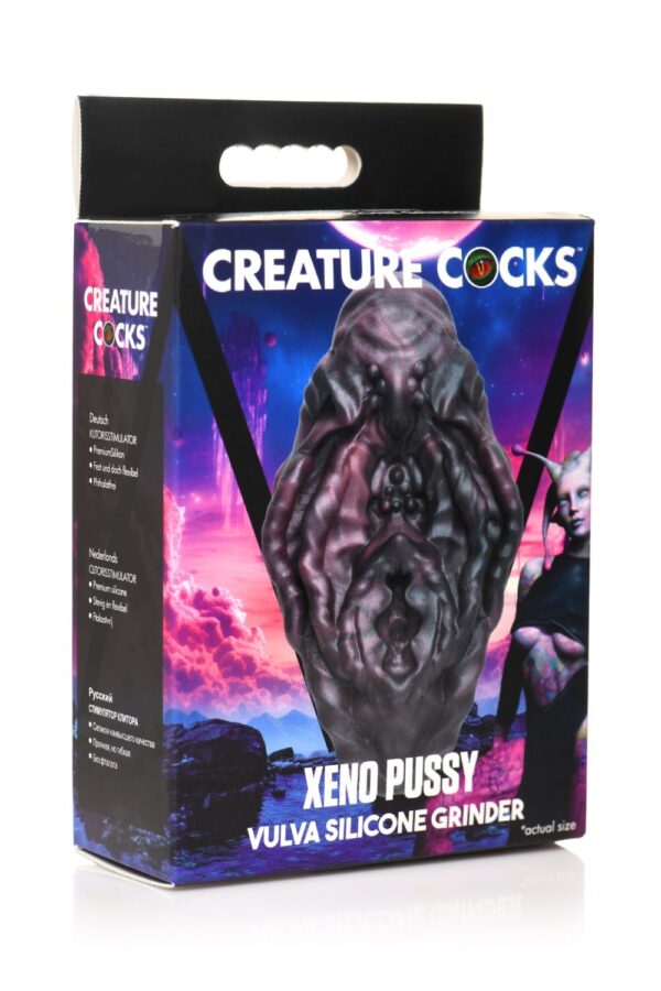 XR Brands - Xeno Pussy Vulva Siliconen Grinder - Rood & Zwart - Afbeelding 4