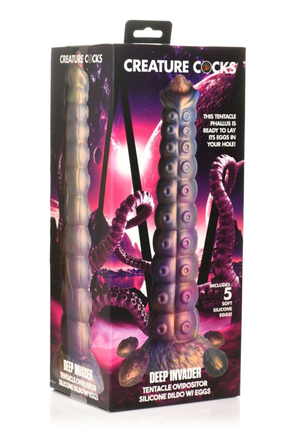 XR Brands - Deep Invader Tentacle Ovipositor Siliconen Dildo met Eitjes - Afbeelding 6