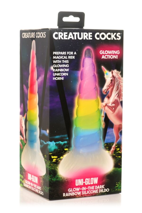 XR Brands - Lichtgevende Regenboog Siliconen Dildo - Afbeelding 4