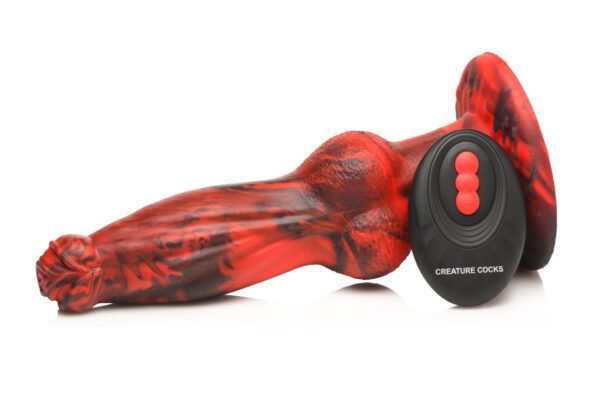 XR Brands - Hel-Wolf Stuwende & Vibrerende Dildo - Rood & Zwart - Afbeelding 3