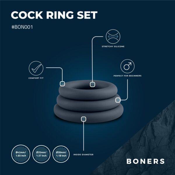 Boners 3-Delige Cockringen Set - Grijs - Afbeelding 2