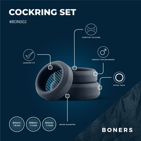 Boners Cockring Set 3-delig - Afbeelding 2