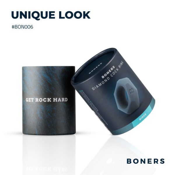 Boners Cockring Met Diamant Design - Grijs - Afbeelding 5