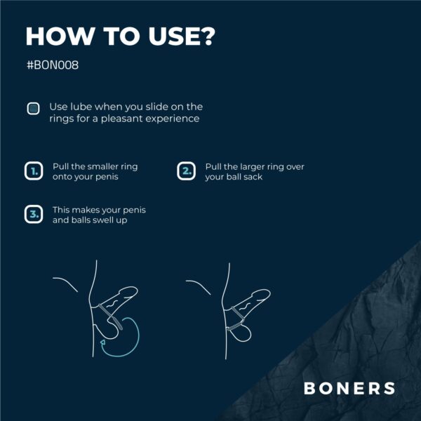 Boners Siliconen Cockring En Ballstretcher - Grijs - Afbeelding 3