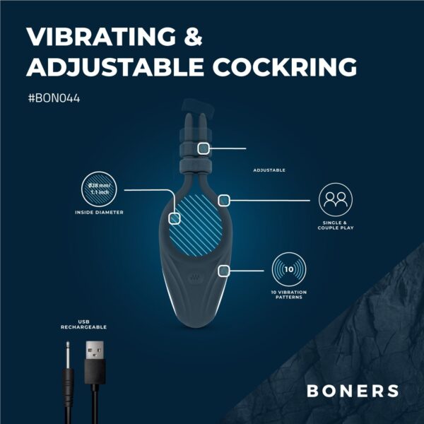Boners Verstelbare Cockring - Blauw - Afbeelding 2
