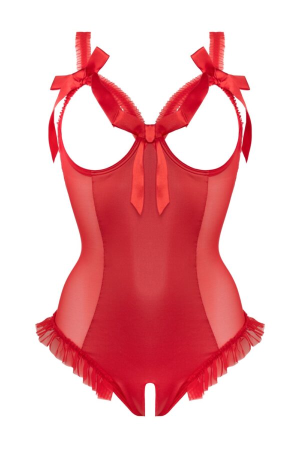 Wetlook Body met open kruis/cups Mistique-rood - Afbeelding 6