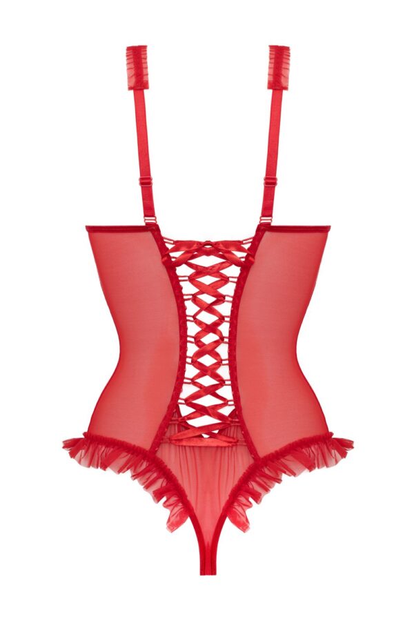 Wetlook Body met open kruis/cups Mistique-rood - Afbeelding 7
