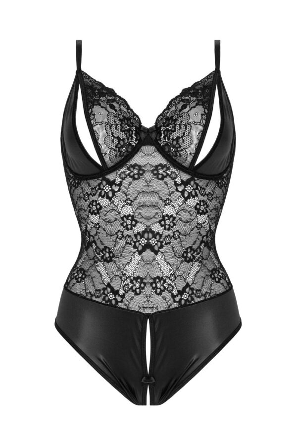 Open kruis Wetlookbody Vesper - zwart - Afbeelding 4