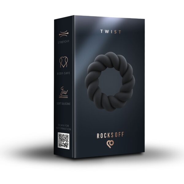 Rocks-off - Twist Non Vibrating Liquid Silicone Ring Black - Afbeelding 2
