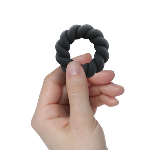 Rocks-off - Twist Non Vibrating Liquid Silicone Ring Black - Afbeelding 4