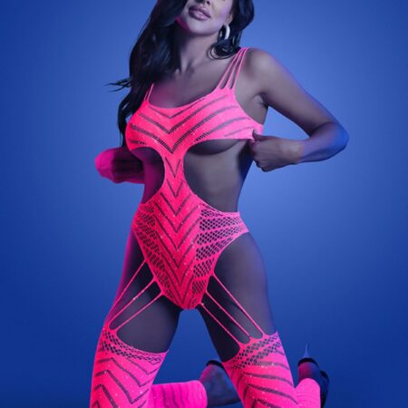 Fantasy Lingerie - Rhinestone Teddy Bodystocking - Roze