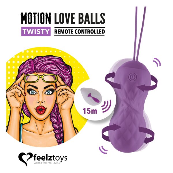 FEELZTOYS - OP AFSTAND BEDIENBARE BEWEGENDE LIEFDESBALLEN TWISTY - Afbeelding 2