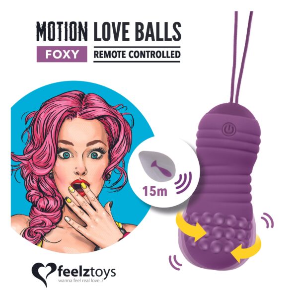 FEELZTOYS - OP AFSTAND BEDIENBARE BEWEGENDE LIEFDESBALLEN FOXY - Afbeelding 2
