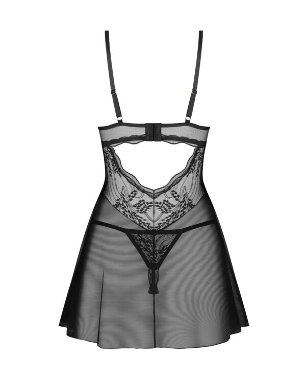 Obsessive - Exquisite Perisia Babydoll & String - Zwart - Afbeelding 6
