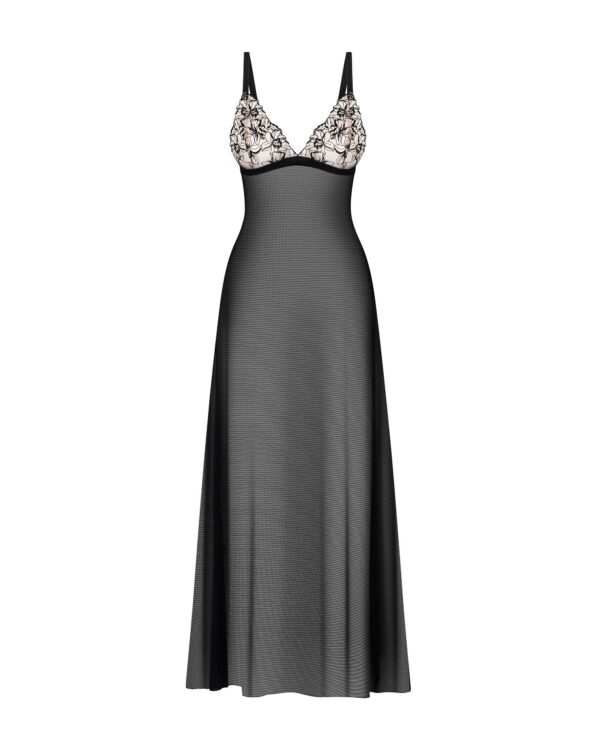 Obsessive - Exquisite Vila Blanes Lange Chemise - Zwart - Afbeelding 5