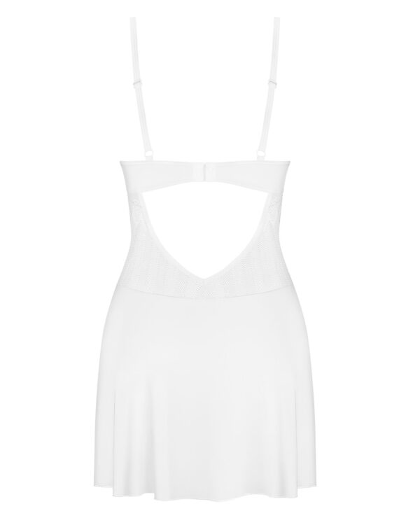 Obsessive - Alissium Chemise en String - Wit - Afbeelding 5