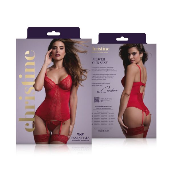2-delige Jarretel-Set Marzia - rood - Afbeelding 9