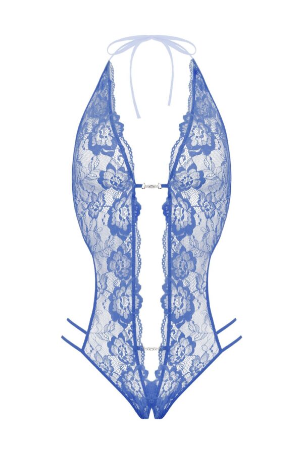 Kanten body met open kruis Renee- blauw - Afbeelding 4
