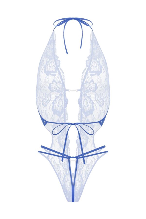 Kanten body met open kruis Renee- blauw - Afbeelding 5