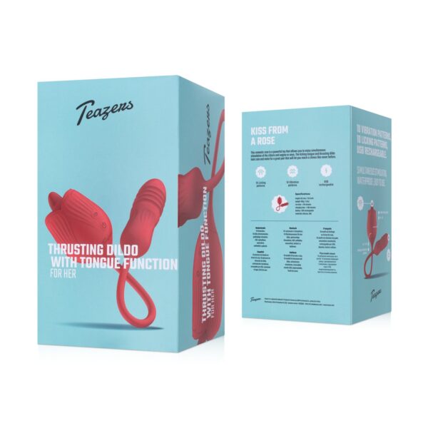 Teazers Roos Vibrator met Stotende Dildo - Afbeelding 13