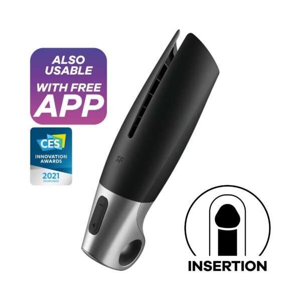 Satisfyer Power Masturbator+ Connect App - Zwart/Zilver - Afbeelding 2