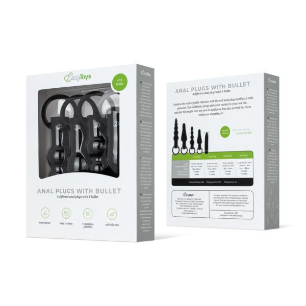 Anaal Plug Set Met Bullet Vibrator - Zwart - Afbeelding 2