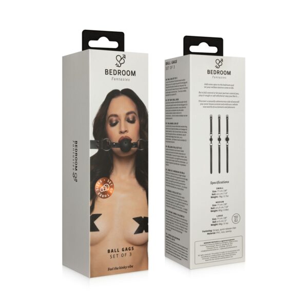Bedroom Fantasies - Set van 3 Ball Gags - Zwart - Afbeelding 7