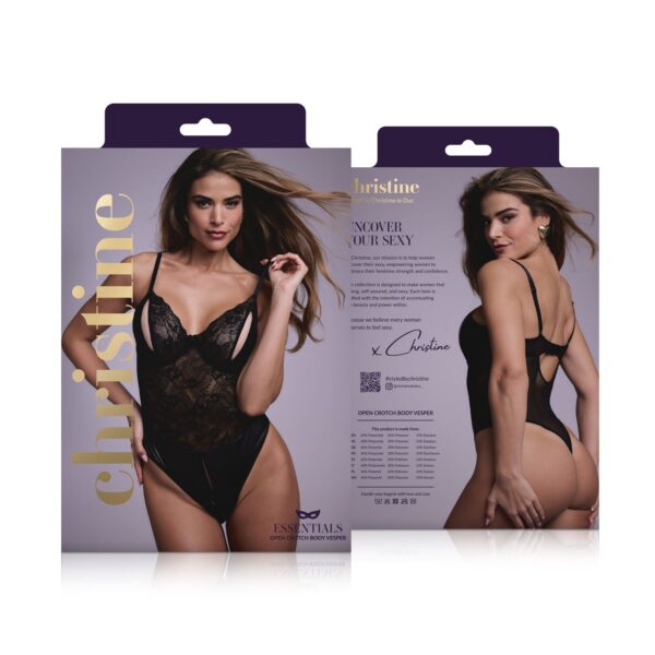 Open kruis Wetlookbody Vesper - zwart - Afbeelding 12