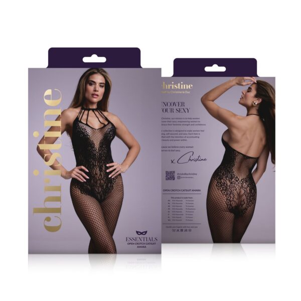 Gebloemde Catsuit met open kruis Amara - zwart - Afbeelding 11