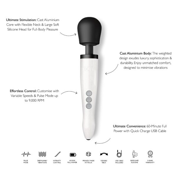 Doxy - Die Cast R Oplaadbare Wand Massager Stardust - Wit - Afbeelding 4