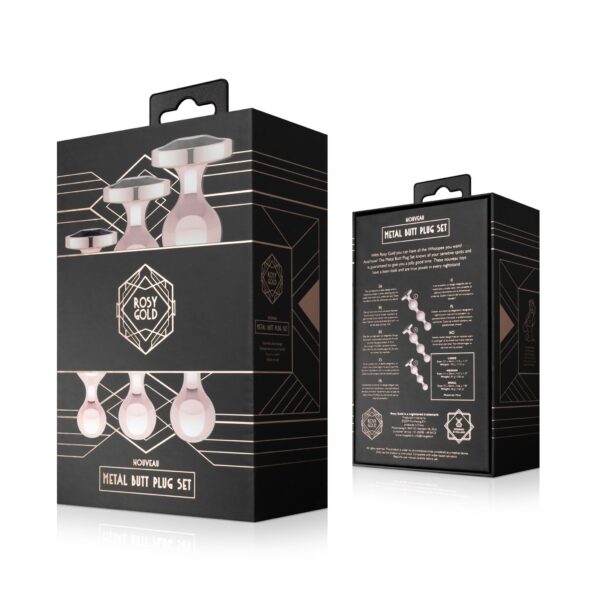 Rosy Gold - Metalen Buttplugset 3 stuks - Roségoud - Afbeelding 9