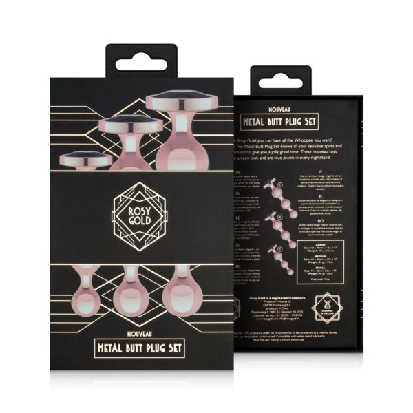 Rosy Gold - Metalen Buttplugset 3 stuks - Roségoud - Afbeelding 2