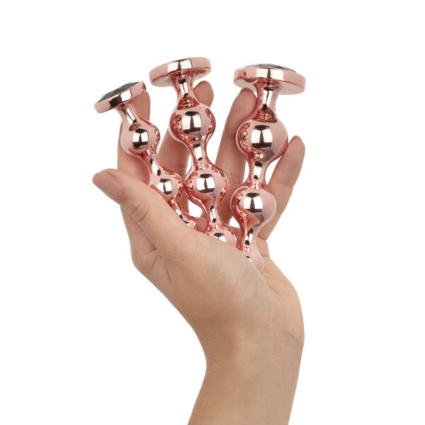 Rosy Gold - Metalen Buttplugset 3 stuks - Roségoud - Afbeelding 8