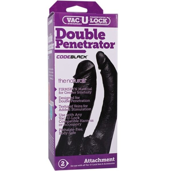 Doc Johnson - VacULock CodeBlack Dubbele Penetrator - Zwart - Afbeelding 2