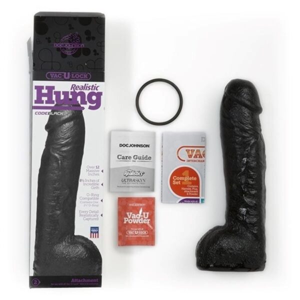 Doc Johnson - VacULock CodeBlack Realistische Dildo - Zwart - Afbeelding 2