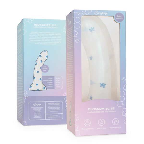 Dildo Collection - Blossom Bliss - Middelgrote dildo met blauwe bloemen - Afbeelding 7
