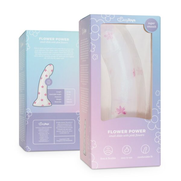 Dildo Collection - Flower Power - Kleine dildo met roze bloemen - Afbeelding 7