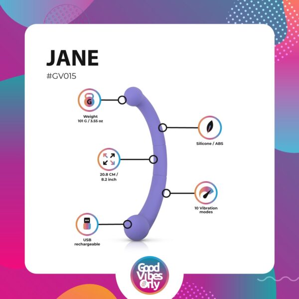 Good Vibes Only - Double End Vibrator Jane - Paars - Afbeelding 3