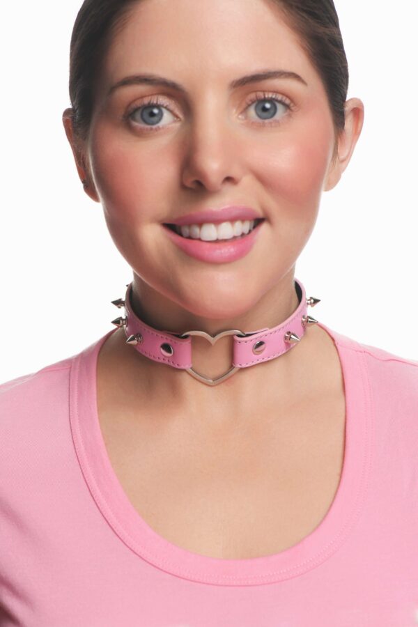 XR Brands - Spiked Heart Choker - Roze - Afbeelding 5