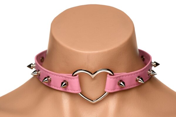 XR Brands - Spiked Heart Choker - Roze - Afbeelding 4
