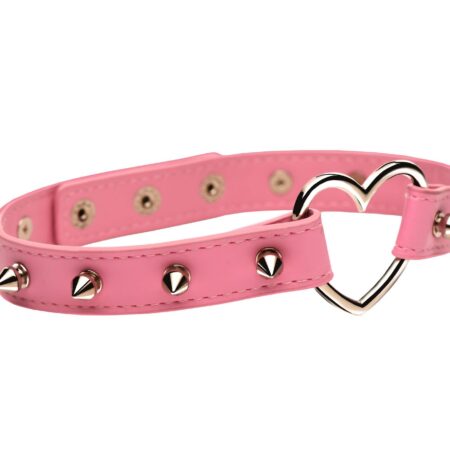 XR Brands - Spiked Heart Choker - Roze