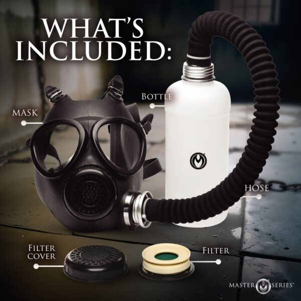 XR Brands - Inhaler Gas Masker Met Fles - Zwart & Wit - Afbeelding 15