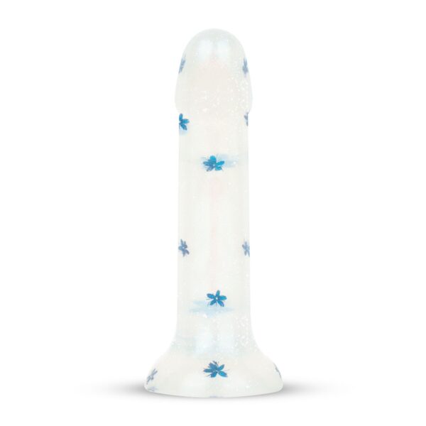 Dildo Collection - Blossom Bliss - Middelgrote dildo met blauwe bloemen - Afbeelding 2