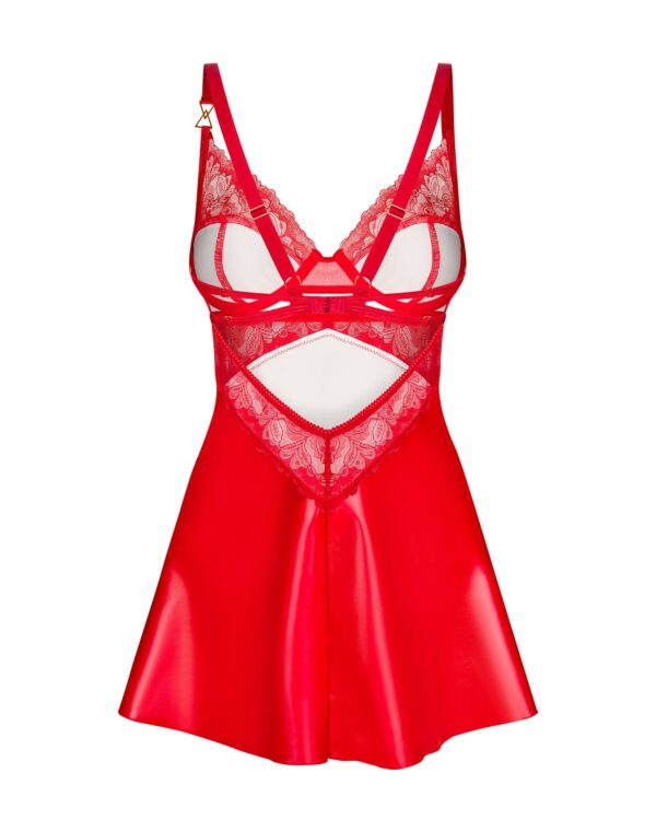 Obsessive - Aliosa Chemise & String - Rood - Afbeelding 4