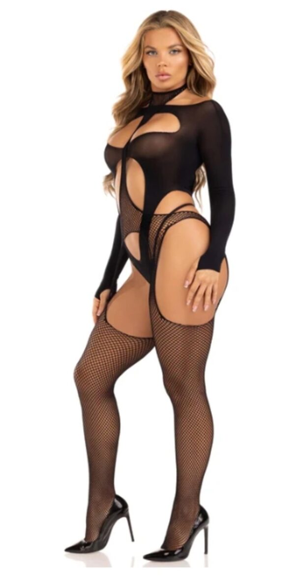 Leg Avenue - Tweedelige Body Set Met Halternek - Zwart - Afbeelding 4