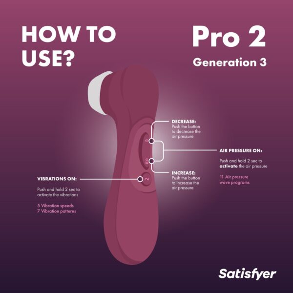 Satisfyer Pro 2 Generation 3 - Wijnrood - Afbeelding 2