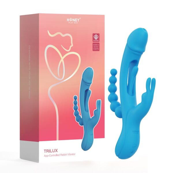 HoneyPlayBox - Trilux Kinky Vinger Rabbit Vibrator - Blauw - Afbeelding 7