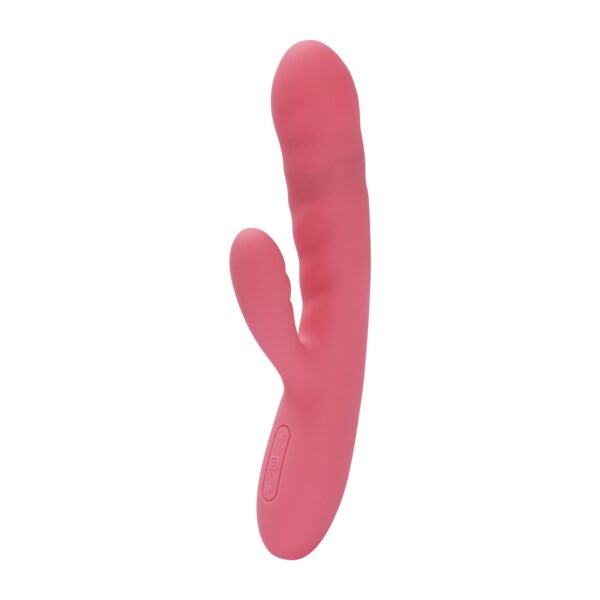 SVAKOM - Avery Thrusting Rabbit Vibrator - Aardbei Roze - Afbeelding 5