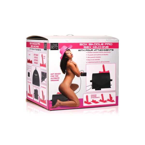 LOVE BOTZ - 50X Saddle Pro Sex Machine met 4 Opzetstukken - Zwart - Afbeelding 2